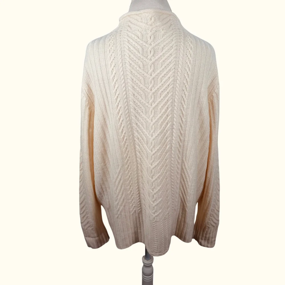 Haven Well Within Cream Cable Aran Knit Roll Neck Sweater 100% Cashmere Size XL - Picture 5 of 11